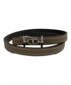 HERMESエルメス）の古着「アンクル リバーシブル レザーベルト 13MM フランス製」｜グレー
