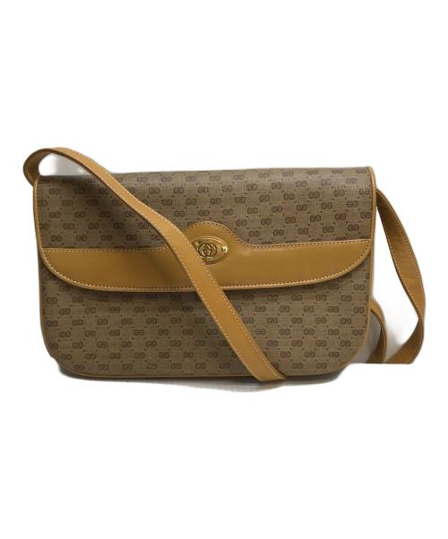 GUCCI（グッチ）GUCCI (グッチ) ヴィンテージレザーショルダーショルダーバッグ ベージュの古着・服飾アイテム