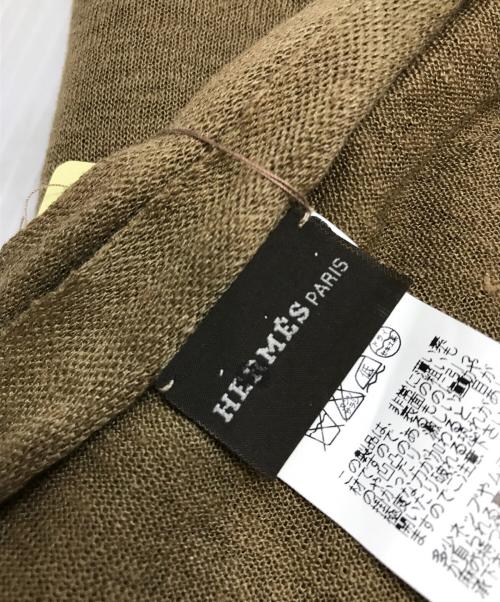 HERMES（エルメス）HERMES (エルメス) 大判リネンシルクストール ブラウンの古着・服飾アイテム