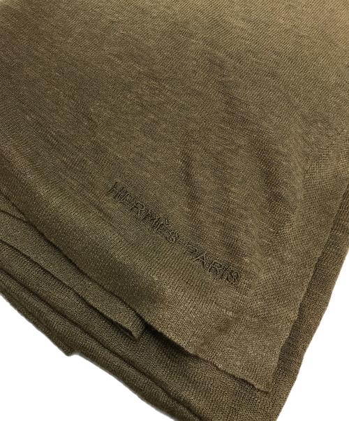 HERMES（エルメス）HERMES (エルメス) 大判リネンシルクストール ブラウンの古着・服飾アイテム