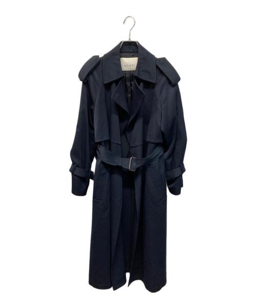 ANAYI（アナイ）ANAYI (アナイ) ウールポリエステルブレンドロングコート ネイビー サイズ:Mの古着・服飾アイテム