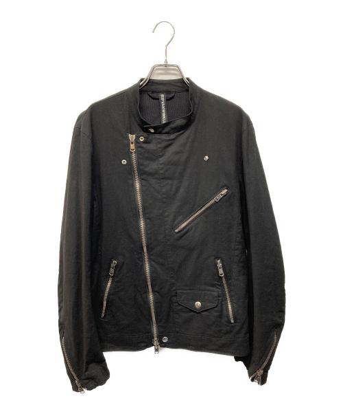 ripvanwinkle（リップヴァンウィンクル）ripvanwinkle (リップヴァンウィンクル) リネン混ライダースジャケット ブラック サイズ:SIZE 4の古着・服飾アイテム