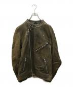 ripvanwinkleリップヴァンウィンクル）の古着「S.W DEER SKIN RIDERS ダブルライダースジャケット」｜オリーブ