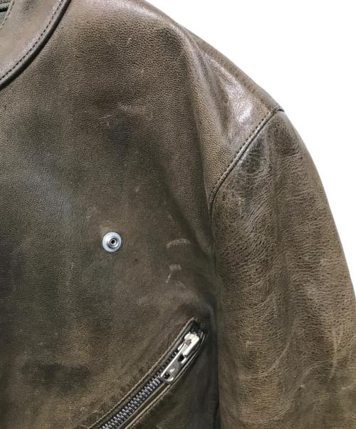 ripvanwinkle（リップヴァンウィンクル）ripvanwinkle (リップヴァンウィンクル) S.W DEER SKIN RIDERS ダブルライダースジャケット オリーブ サイズ:SIZE 4の古着・服飾アイテム