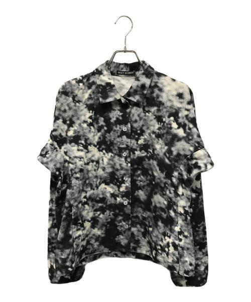 ISSEY MIYAKE（イッセイミヤケ）ISSEY MIYAKE (イッセイミヤケ) 総柄シャツ 日本製 ブラック×ホワイト サイズ:SIZE 2の古着・服飾アイテム