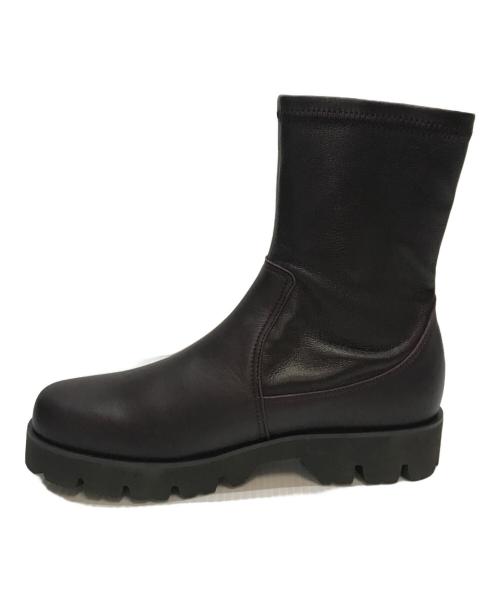 卑弥呼（ヒミコ）卑弥呼 (ヒミコ) トラックソールサイドジップストレッチブーツ ブラウン サイズ:SIZE 24cmの古着・服飾アイテム