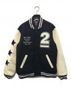 HUMAN MADE×UNDERCOVERヒューマンメイド×アンダーカバー）の古着「LAST ORGY 2 VARCITY JACKET」｜ネイビー×ホワイト