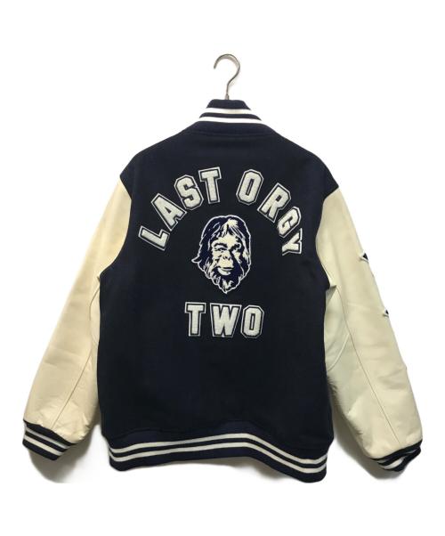 HUMAN MADE（ヒューマンメイド）HUMAN MADE (ヒューマンメイド) UNDERCOVER (アンダーカバー) LAST ORGY 2 VARCITY JACKET ネイビー×ホワイト サイズ:SIZE XLの古着・服飾アイテム