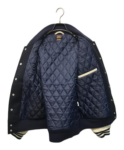 HUMAN MADE（ヒューマンメイド）HUMAN MADE (ヒューマンメイド) UNDERCOVER (アンダーカバー) LAST ORGY 2 VARCITY JACKET ネイビー×ホワイト サイズ:SIZE XLの古着・服飾アイテム