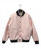WACKO MARIAワコマリア）の古着「Leather Varsity Jacket レザースタジャン」｜ピンク