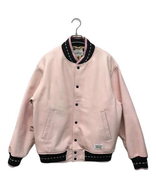 WACKO MARIA（ワコマリア）WACKO MARIA (ワコマリア) Leather Varsity Jacket レザースタジャン ピンク サイズ:Mの古着・服飾アイテム