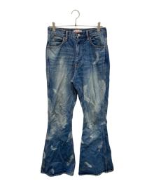 masu（エムエーエスユー）の古着「BOYS FEATHER BELL-BOTTOM JEANS(ボーイズ フェザー ベルボトム ジーンズ) 日本製」｜インディゴ