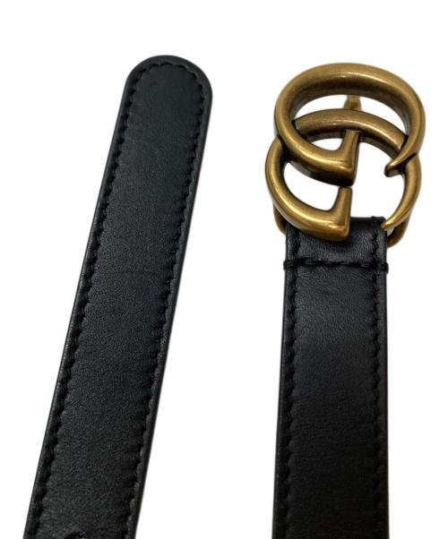 GUCCI（グッチ）GUCCI (グッチ) ダブルG スリムベルト ブラック×ゴールドの古着・服飾アイテム