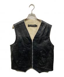 HARLEY-DAVIDSON（ハーレーダビッドソン）の古着「裏ボアレザーベスト 70ｓ AMF期」｜ブラック×ホワイト