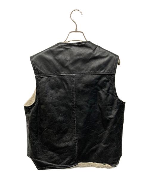 HARLEY-DAVIDSON（ハーレーダビッドソン）HARLEY-DAVIDSON (ハーレーダビッドソン) 裏ボアレザーベスト 70ｓ AMF期 ブラック×ホワイト サイズ:Mの古着・服飾アイテム