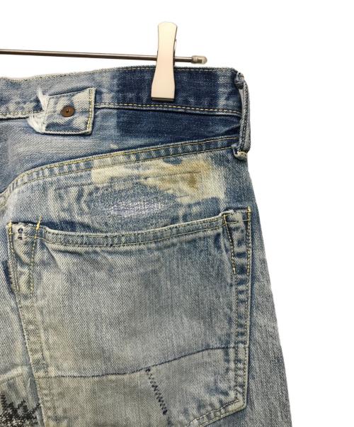 KAPITAL（キャピタル）KAPITAL (キャピタル) BORO クラッシュ加工デニムパンツ 岡山御津工場産 日本製 インディゴ サイズ:SIZE 34の古着・服飾アイテム