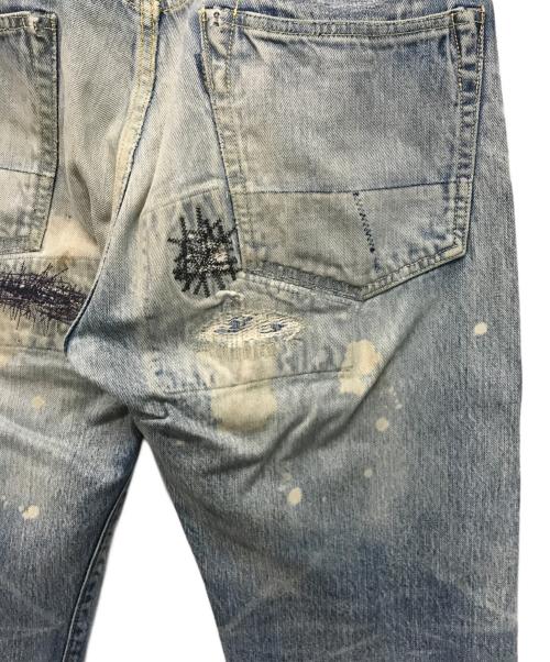 KAPITAL（キャピタル）KAPITAL (キャピタル) BORO クラッシュ加工デニムパンツ 岡山御津工場産 日本製 インディゴ サイズ:SIZE 34の古着・服飾アイテム
