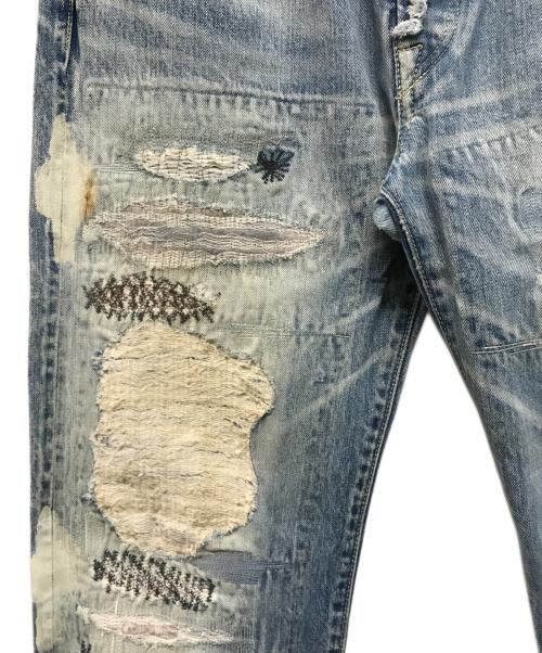 KAPITAL（キャピタル）KAPITAL (キャピタル) BORO クラッシュ加工デニムパンツ 岡山御津工場産 日本製 インディゴ サイズ:SIZE 34の古着・服飾アイテム