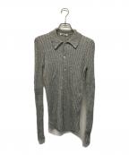 AURALEEオーラリー）の古着「SILK COTTON MELANGE RIB KNIT SHIRT CARDIGAN(シルク コットン メランジ リブ ニット シャツ カーディガン) 日本製」｜グレー