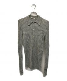 AURALEE（オーラリー）の古着「SILK COTTON MELANGE RIB KNIT SHIRT CARDIGAN(シルク コットン メランジ リブ ニット シャツ カーディガン) 日本製」｜グレー