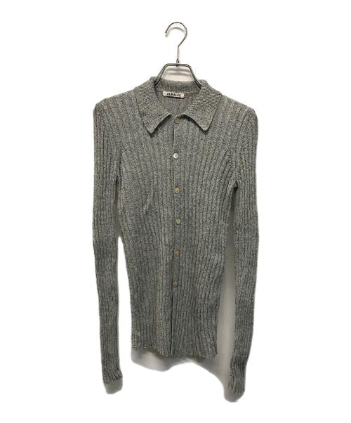 AURALEE（オーラリー）AURALEE (オーラリー) SILK COTTON MELANGE RIB KNIT SHIRT CARDIGAN(シルク コットン メランジ リブ ニット シャツ カーディガン) 日本製 グレー サイズ:SIZE 0の古着・服飾アイテム