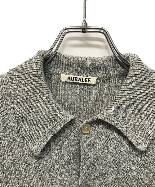 AURALEE（オーラリー）AURALEE (オーラリー) SILK COTTON MELANGE RIB KNIT SHIRT CARDIGAN(シルク コットン メランジ リブ ニット シャツ カーディガン) 日本製 グレー サイズ:SIZE 0の古着・服飾アイテム