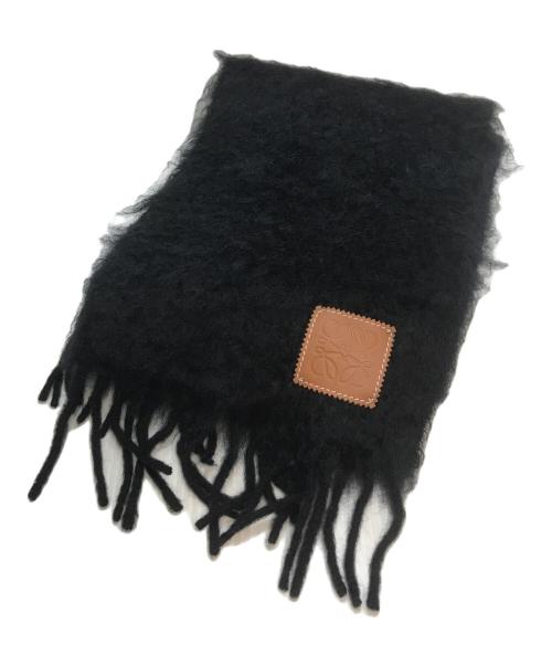 LOEWE（ロエベ）LOEWE (ロエベ) アナグラムロゴモヘアウールマフラー ブラックの古着・服飾アイテム