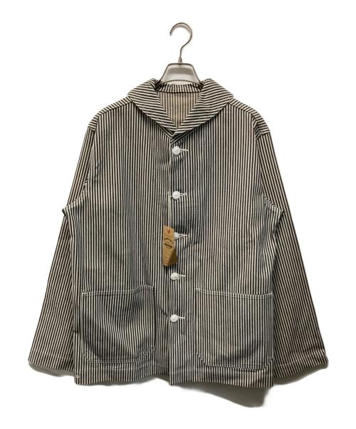 WAREHOUSE&CO（ウエアハウス）warehouse&co (ウエアハウス) ヒッコリー ショールカラー カバーオール U.S.NAVY SHAWL COLLAR COVERALL 日本製 ネイビー サイズ:SIZE 40の古着・服飾アイテム