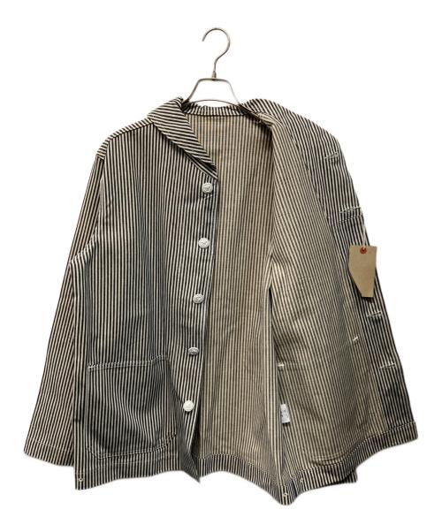 WAREHOUSE&CO（ウエアハウス）warehouse&co (ウエアハウス) ヒッコリー ショールカラー カバーオール U.S.NAVY SHAWL COLLAR COVERALL 日本製 ネイビー サイズ:SIZE 40の古着・服飾アイテム