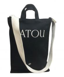 patou（パトゥ）の古着「オーガニックコットン ロゴ キャンバストートバッグ」｜ブラック