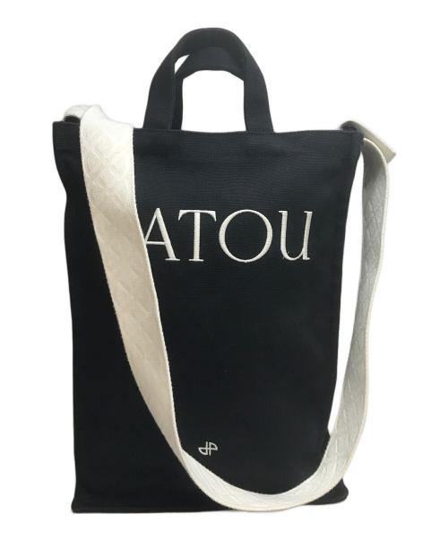 patou（パトゥ）Patou (パトゥ) オーガニックコットン ロゴ キャンバストートバッグ ブラックの古着・服飾アイテム