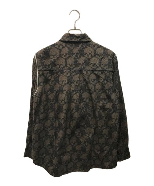UNDERCOVER（アンダーカバー）UNDERCOVER (アンダーカバー) BLANKEY JET CITY (ブランキージェットシティ) スカル柄ウエスタンシャツ ブラウン×ブラック サイズ:表記なしの古着・服飾アイテム
