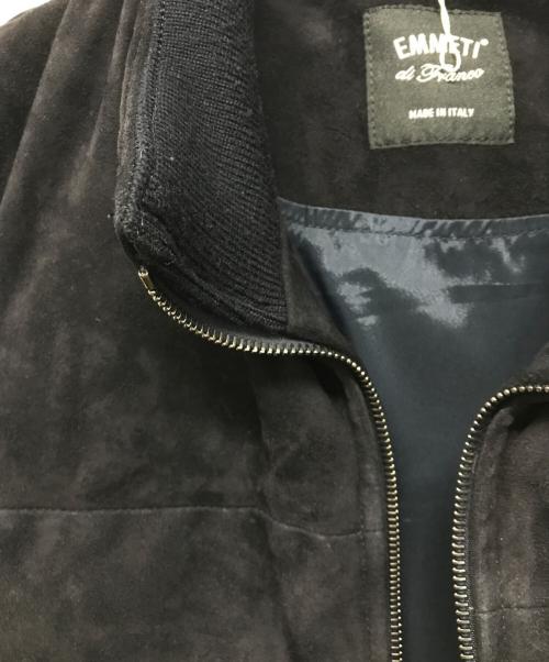 EMMETI（エンメティ）EMMETI (エンメティ) ゴートレザースエードダウンベスト イタリア製 ブラック サイズ:SIZE 48の古着・服飾アイテム