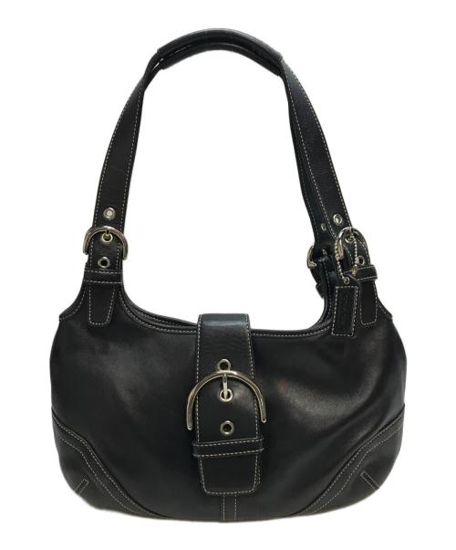 COACH（コーチ）COACH (コーチ) ホーボー レザーワンショルダーバッグ ブラックの古着・服飾アイテム