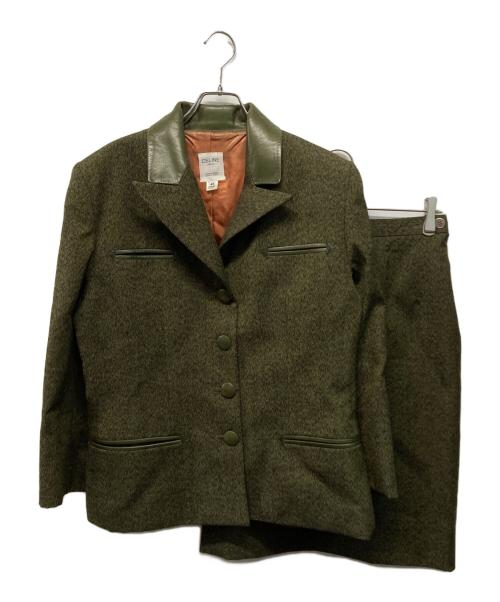 CELINE（セリーヌ）CELINE (セリーヌ) ツイードセットアップ フランス製 グリーン サイズ:SIZE 42の古着・服飾アイテム
