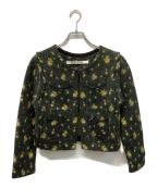 PERVERZEパーバーズ）の古着「Floral Dot Knit Cardigan(フローラル ドット ニット カーディガン)」｜ブラック