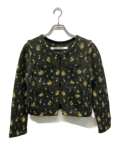 PERVERZE（パーバーズ）PERVERZE (パーバーズ) Floral Dot Knit Cardigan(フローラル ドット ニット カーディガン) ブラック サイズ:Freeの古着・服飾アイテム