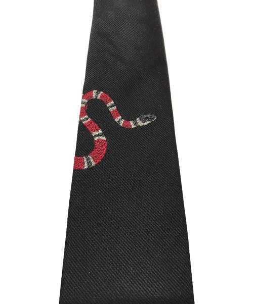 GUCCI（グッチ）GUCCI (グッチ) スネーク刺繍シルクネクタイ ブラック サイズ:なしの古着・服飾アイテム