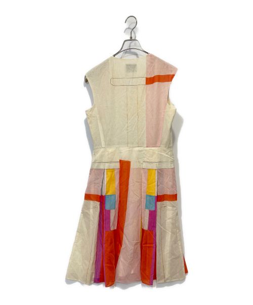 AKRIS（アクリス）AKRIS (アクリス) Sleeveless Cotton Voile Mural-Print Pleated Skirt Short Dress ベージュ サイズ:us8の古着・服飾アイテム