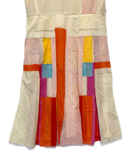 AKRIS（アクリス）AKRIS (アクリス) Sleeveless Cotton Voile Mural-Print Pleated Skirt Short Dress ベージュ サイズ:us8の古着・服飾アイテム