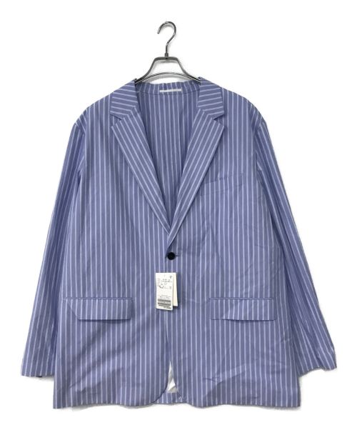 LA BOUCLE（ラ ブークル）la boucle (ラ ブークル) ストライプテーラードジャケット スカイブルー サイズ:2の古着・服飾アイテム