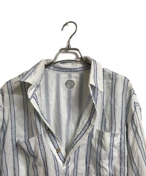 SIMPLY COMPLICATED（シンプリーコンプリケイティド）SIMPLY COMPLICATED (シンプリーコンプリケイティド) FRINGE STRIPE PULLOVER SHIRT ホワイト サイズ:3の古着・服飾アイテム