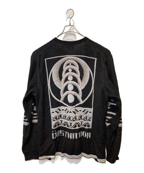 DUSTNATION（ダストネーション）DUSTNATION (ダストネーション) グラフィックカーディガン ブラック サイズ:XLの古着・服飾アイテム