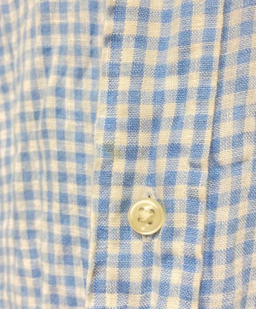 RALPH LAUREN（ラルフローレン）RALPH LAUREN (ラルフローレン) リネンギンガムチェックシャツ スカイブルー サイズ:2XBの古着・服飾アイテム