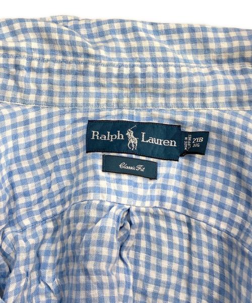 RALPH LAUREN（ラルフローレン）RALPH LAUREN (ラルフローレン) リネンギンガムチェックシャツ スカイブルー サイズ:2XBの古着・服飾アイテム