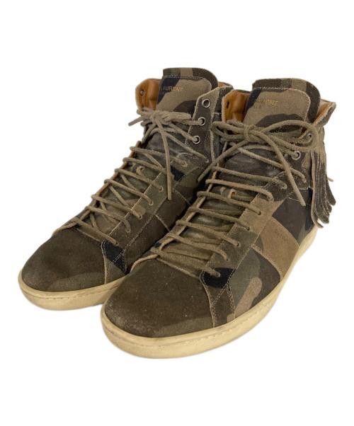 Saint Laurent Paris（サンローランパリ）Saint Laurent Paris (サンローランパリ) フリンジスウェードハイカットスニーカー グリーン サイズ:42 1/2の古着・服飾アイテム