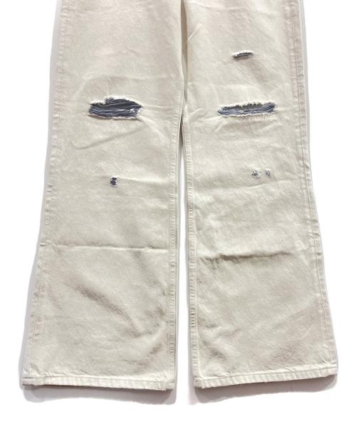 AMICUS ANIMAE（AMICUS ANIMAE）amicus animae (AMICUS ANIMAE) Distressed Flared Jeans ホワイト サイズ:XLの古着・服飾アイテム