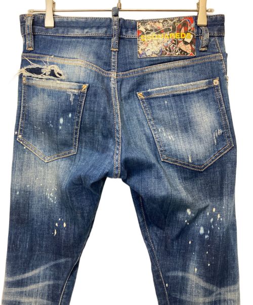 DSQUARED2（ディースクエアード）DSQUARED2 (ディースクエアード) ヴィンテージ加工セクシーツイストジーンデニムパンツ インディゴ サイズ:42の古着・服飾アイテム