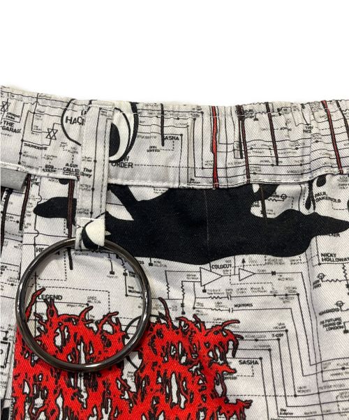 juvenile hall rollcall（ジュヴェナイルホールロールコール）juvenile hall rollcall (ジュヴェナイルホールロールコール) 総柄ハーフパンツ ホワイト サイズ:FITS ALLの古着・服飾アイテム