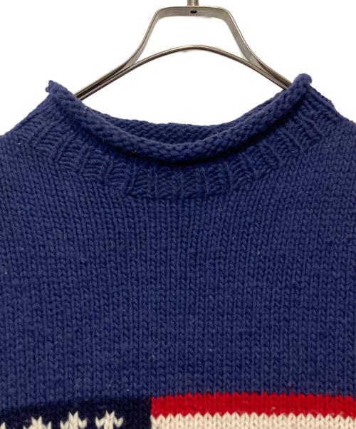 ISHKA（ISHKA）ISHKA (ISHKA) 星条旗エクアドルロールネックニット ネイビー サイズ:one sizeの古着・服飾アイテム